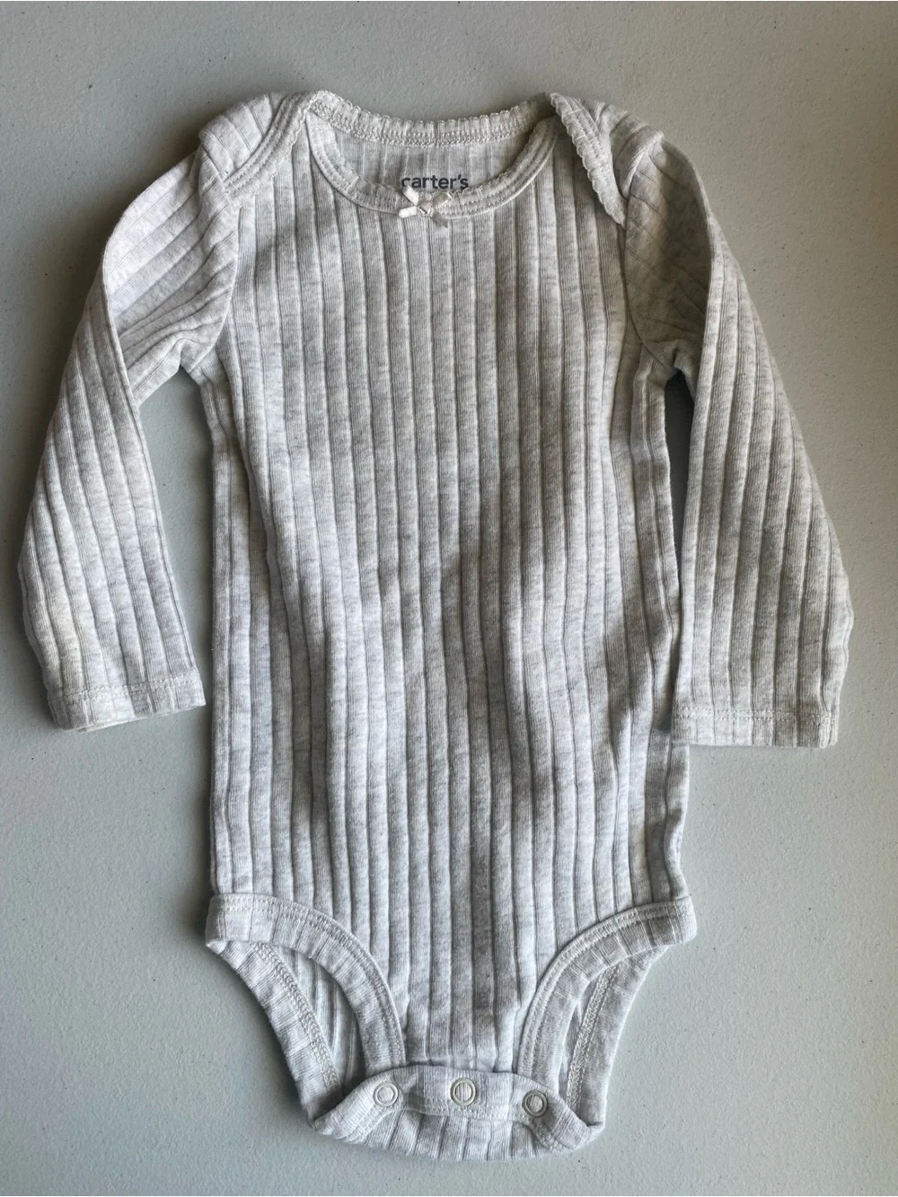 Carter's Oatmeal / Light Oatmeal Ribbed Long-Sleeve Baby Bodysuit Onesie 6-9M